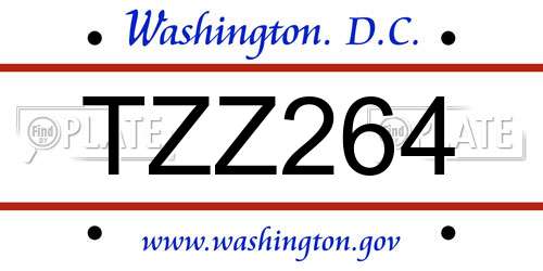 TZZ264 District Of Columbia License Plate