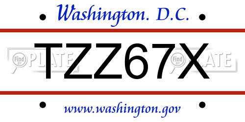 TZZ67X District Of Columbia License Plate