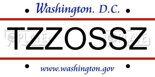 TZZOSSZ District Of Columbia License Plate