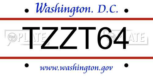 TZZT64 District Of Columbia License Plate