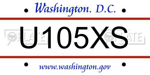 U105XS District Of Columbia License Plate