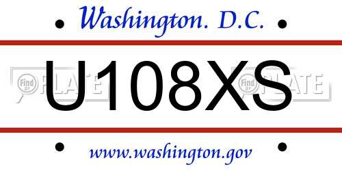 U108XS District Of Columbia License Plate