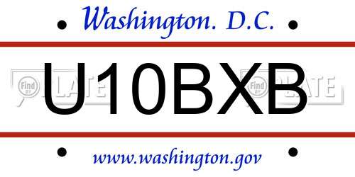 U10BXB District Of Columbia License Plate
