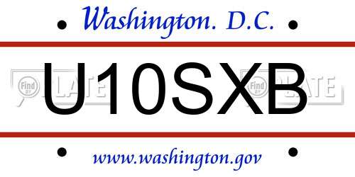 U10SXB District Of Columbia License Plate