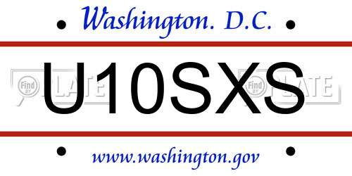 U10SXS District Of Columbia License Plate