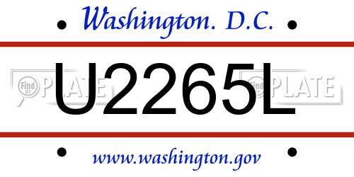 U2265L District Of Columbia License Plate