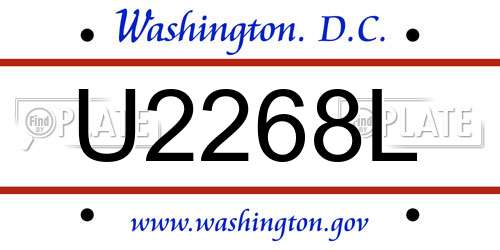 U2268L District Of Columbia License Plate