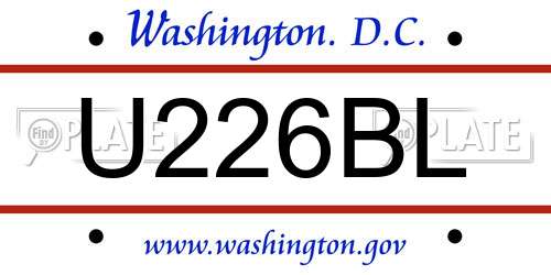 U226BL District Of Columbia License Plate