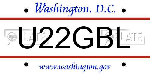 U22GBL District Of Columbia License Plate
