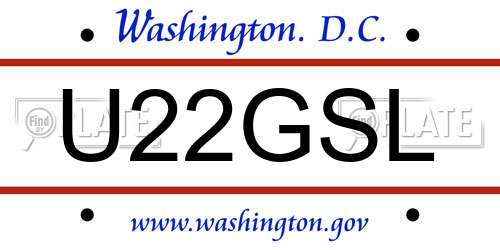 U22GSL District Of Columbia License Plate