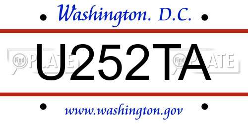 U252TA District Of Columbia License Plate