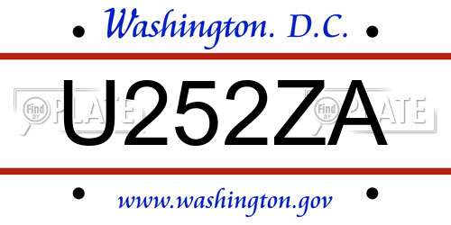 U252ZA District Of Columbia License Plate