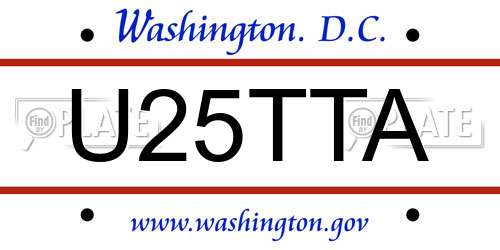 U25TTA District Of Columbia License Plate