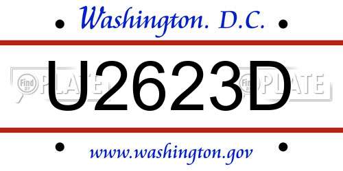 U2623D District Of Columbia License Plate