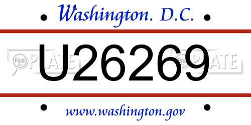 U26269 District Of Columbia License Plate