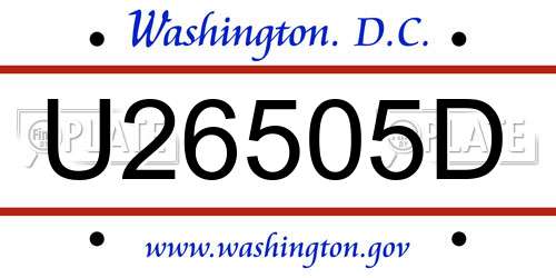 U26505D District Of Columbia License Plate