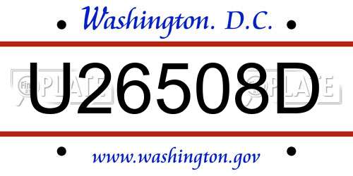 U26508D District Of Columbia License Plate