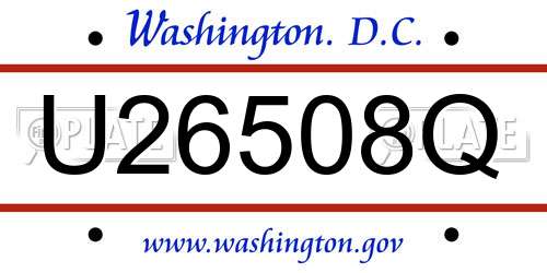 U26508Q District Of Columbia License Plate