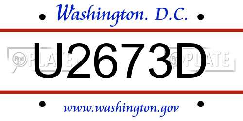 U2673D District Of Columbia License Plate