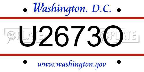 U2673O District Of Columbia License Plate