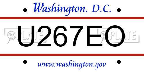 U267EO District Of Columbia License Plate