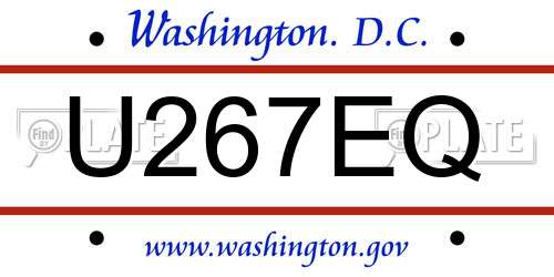 U267EQ District Of Columbia License Plate