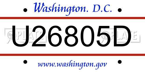 U26805D District Of Columbia License Plate