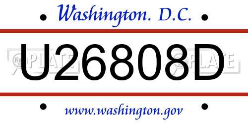 U26808D District Of Columbia License Plate