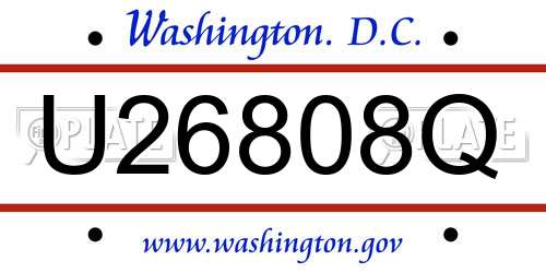 U26808Q District Of Columbia License Plate
