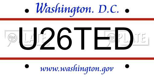 U26TED District Of Columbia License Plate
