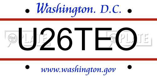 U26TEO District Of Columbia License Plate