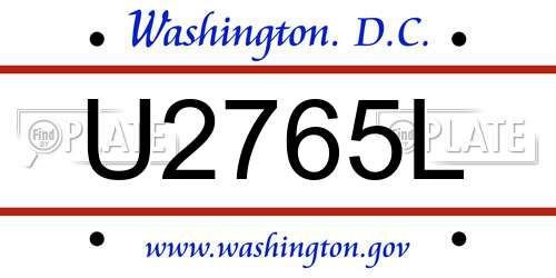 U2765L District Of Columbia License Plate