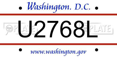 U2768L District Of Columbia License Plate
