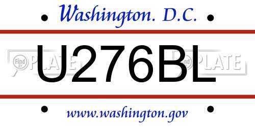 U276BL District Of Columbia License Plate