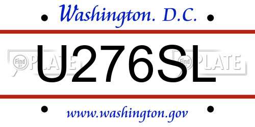 U276SL District Of Columbia License Plate