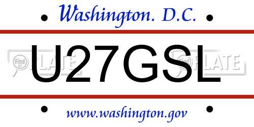 U27GSL District Of Columbia License Plate