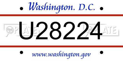 U28224 District Of Columbia License Plate