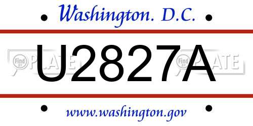 U2827A District Of Columbia License Plate