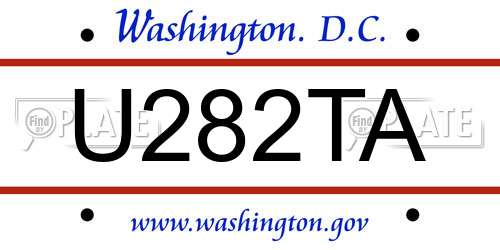 U282TA District Of Columbia License Plate