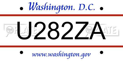 U282ZA District Of Columbia License Plate