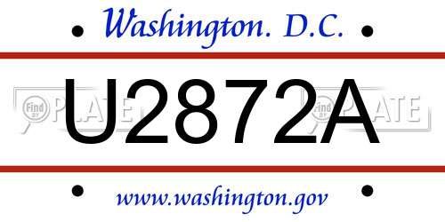U2872A District Of Columbia License Plate