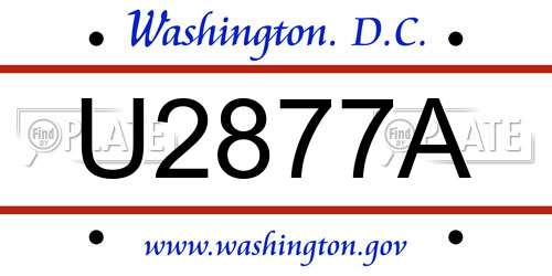 U2877A District Of Columbia License Plate