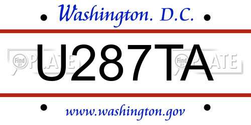 U287TA District Of Columbia License Plate
