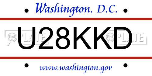 U28KKD District Of Columbia License Plate