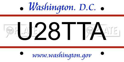 U28TTA District Of Columbia License Plate