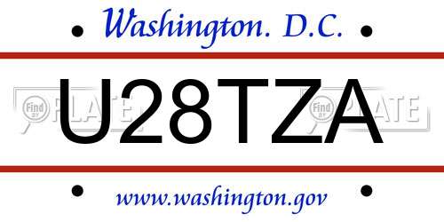 U28TZA District Of Columbia License Plate