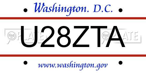 U28ZTA District Of Columbia License Plate