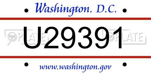 U29391 District Of Columbia License Plate