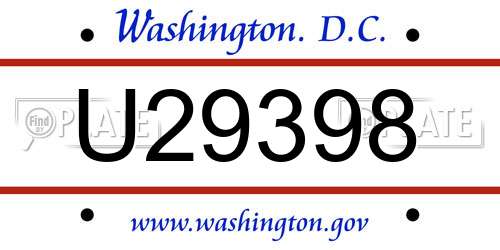 U29398 District Of Columbia License Plate
