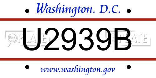 U2939B District Of Columbia License Plate